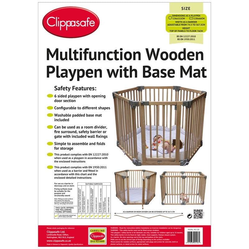 Clippasafe Natural Wood PlayPen