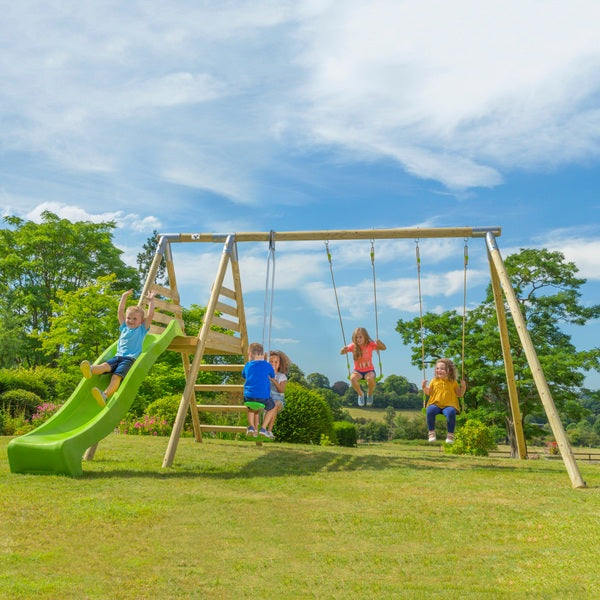 Roundwood Multiplay Wooden Swing & Slide Set