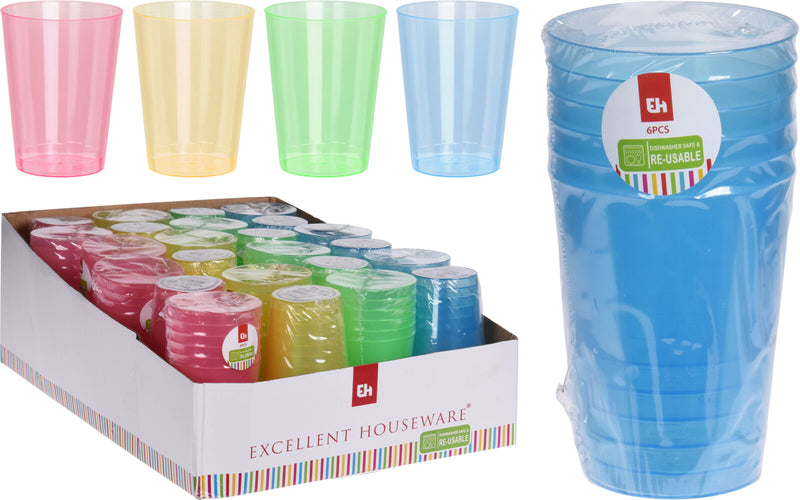 Plastic Cups 6pk - Assorted Colours