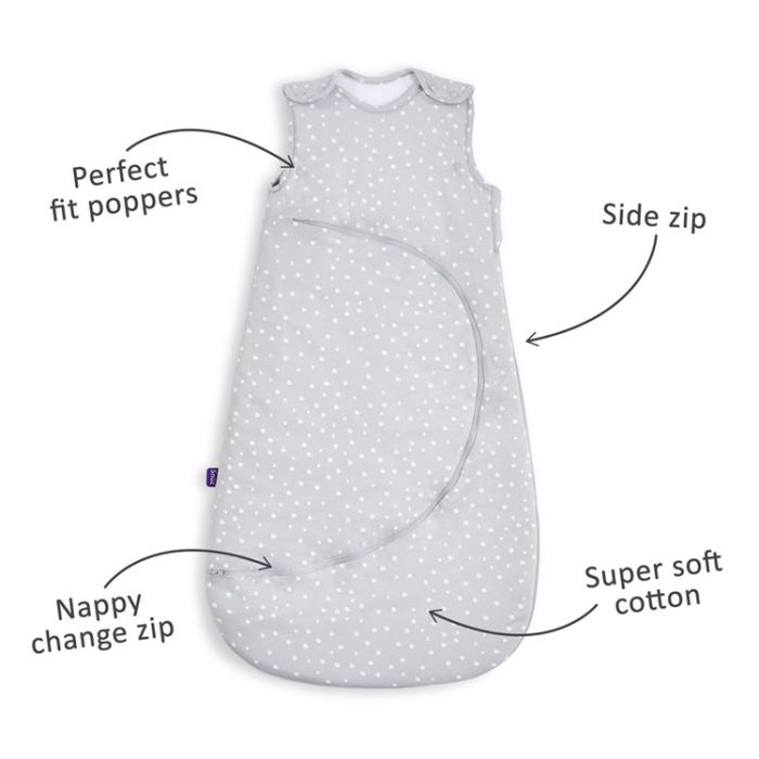 SnuzPouch 1.0 Tog Sleeping Bag 6-18 Months - White Spots
