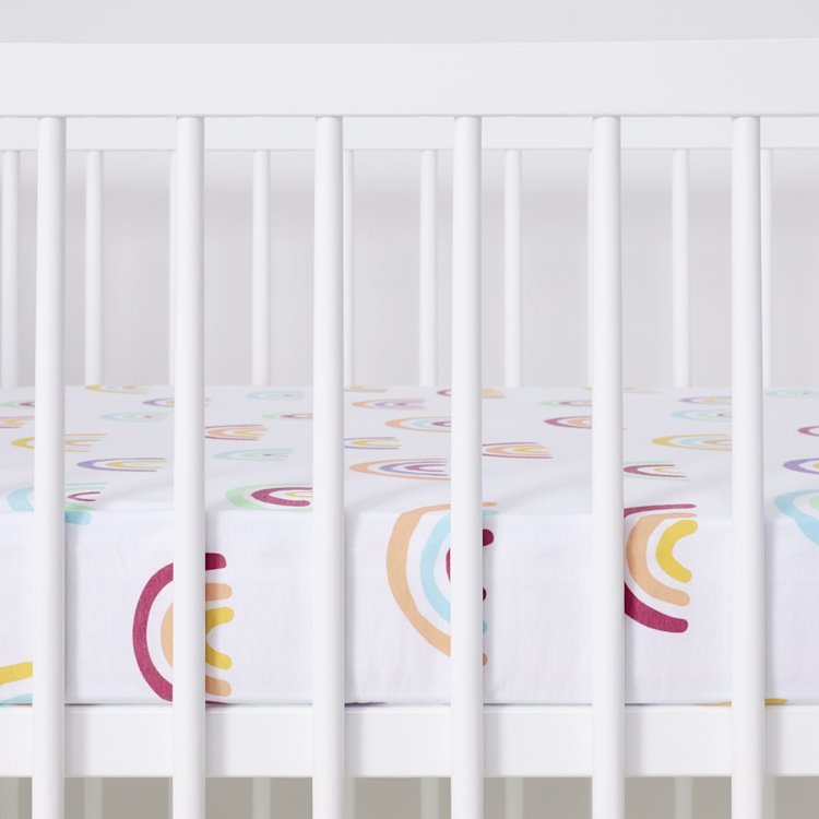 Snuz Cot/Cot Bed Fitted Sheets 2pk - Rainbows