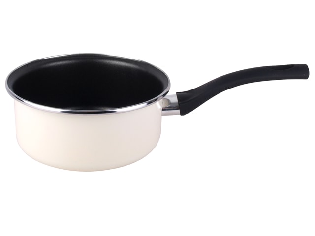 Non-Stick Milkpan Enamel Steel 14cm Cream