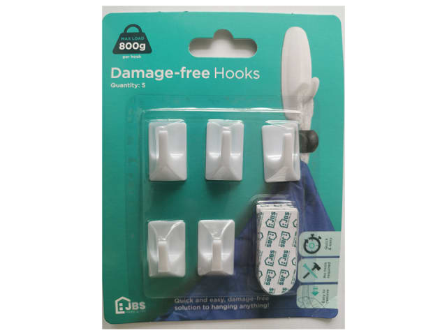 Damage Free Rectangle Hooks 5pk - Small