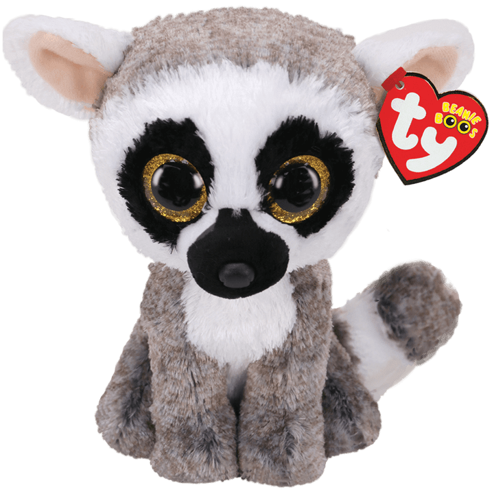 TY Medium Beanie Boo - Linus The Grey & White Lemur