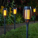 Solar Flaming Torch Black Stake Light 5 Pack