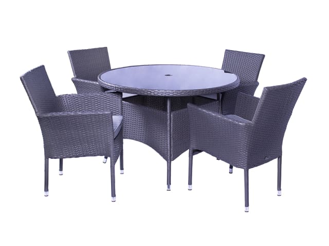 Malaga 4 Seater Round Fixed Dining Set