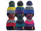 Unisex Striped Knit Fleece Lined Bobble Hat