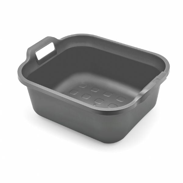 Handled Rectangular Washing Up Bowl - Metallic Grey