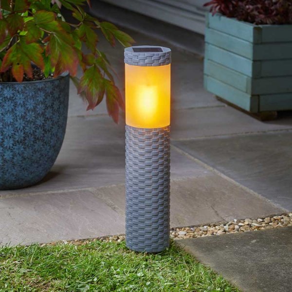 Solar Flaming Bollard Stake Light