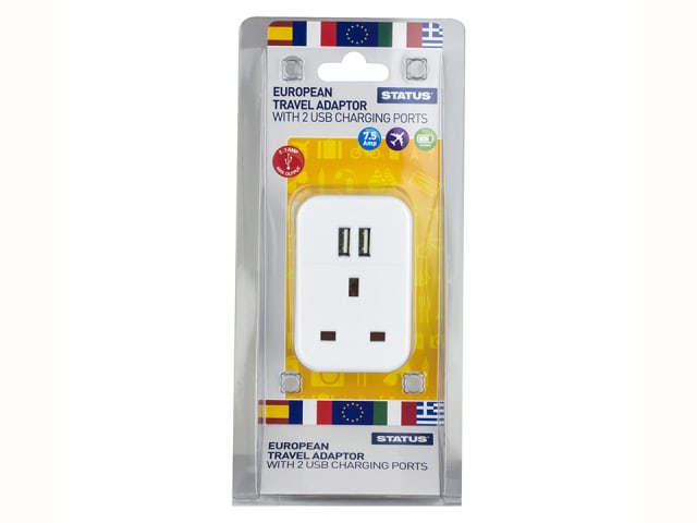 Travel Adaptor to Europe With 2 x USBs