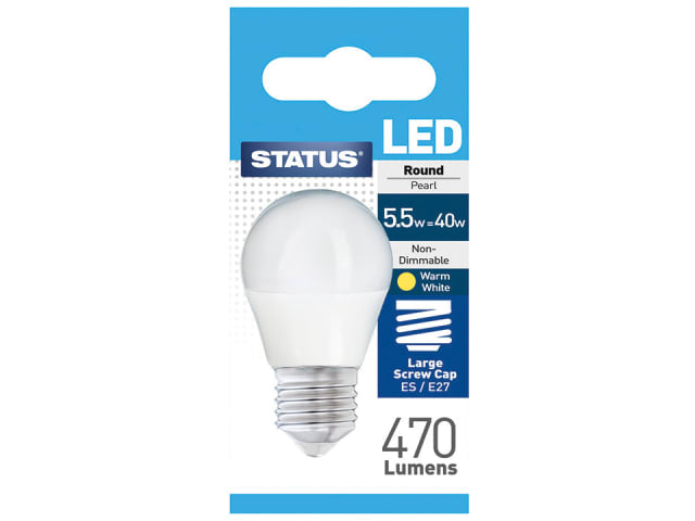 Round LED Light Bulb 5.5W Pearl Edison Screw Boxed