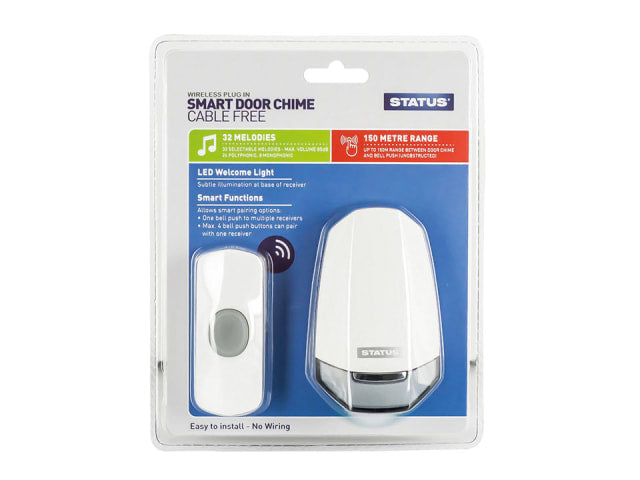 Door Chime + Night Light White Plug In - White