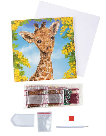 Crystal Art Card 18cm x 18cm - Baby Giraffe