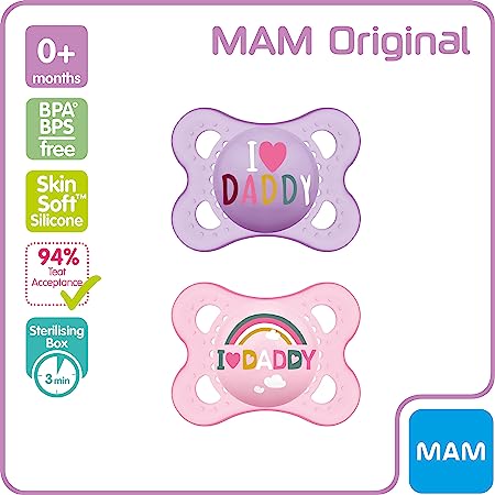 MAM Style Soother 0-6m - I Love Daddy Pink