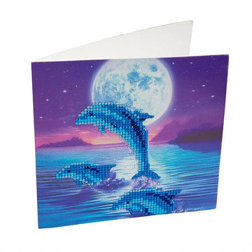 Crystal Art Card 18cm x 18cm - Moonlight Dolphins