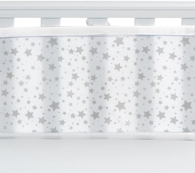 Breathable Baby Two Sided Mesh Cot/Bed Liner - Twinkle Grey Star