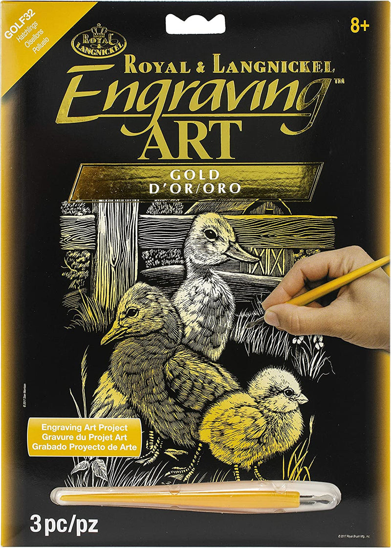 Gold Foil Engraving Art Hatchlings