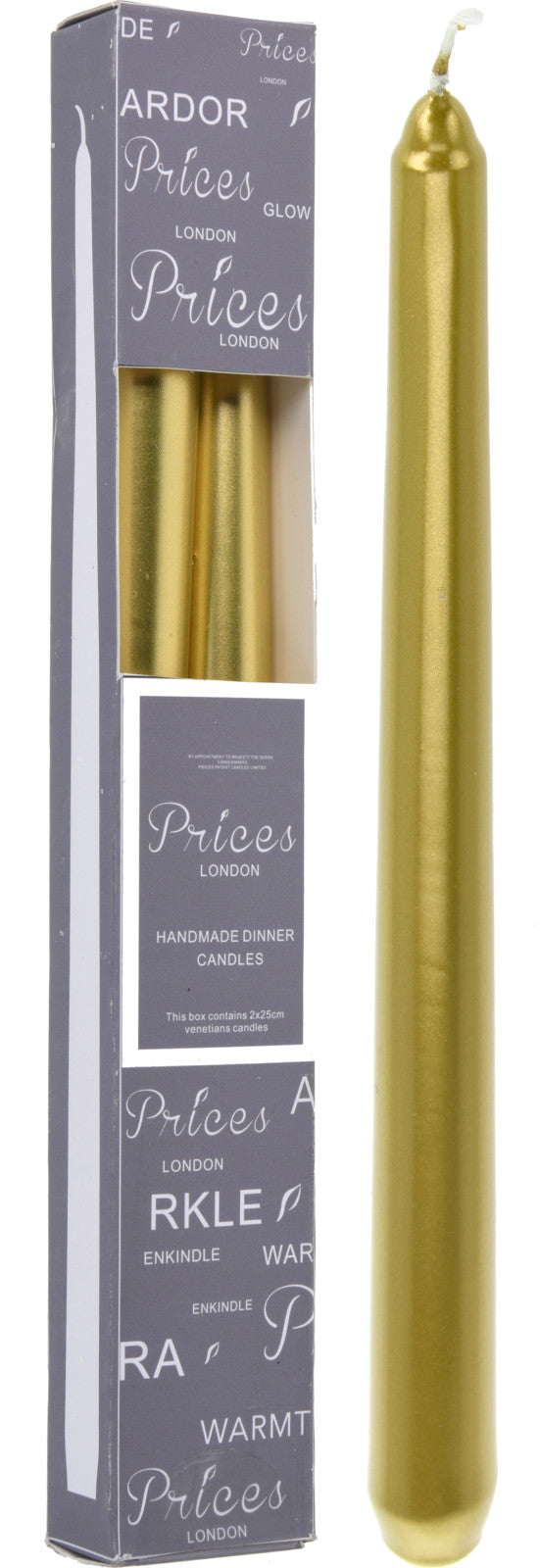 Tapered 10in Dinner Candle 2pk - Gold