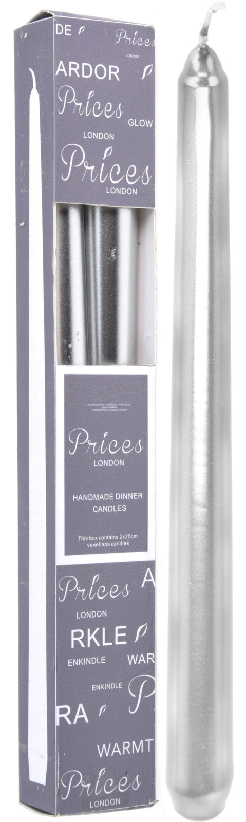 Tapered 10in Dinner Candle 2pk - Silver