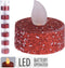 LED Glitter Tealight 6pk - Red