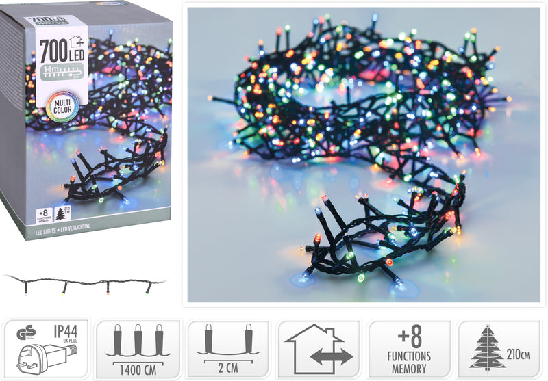 Christmas Cluster Lights 700 LED - Multi Colour