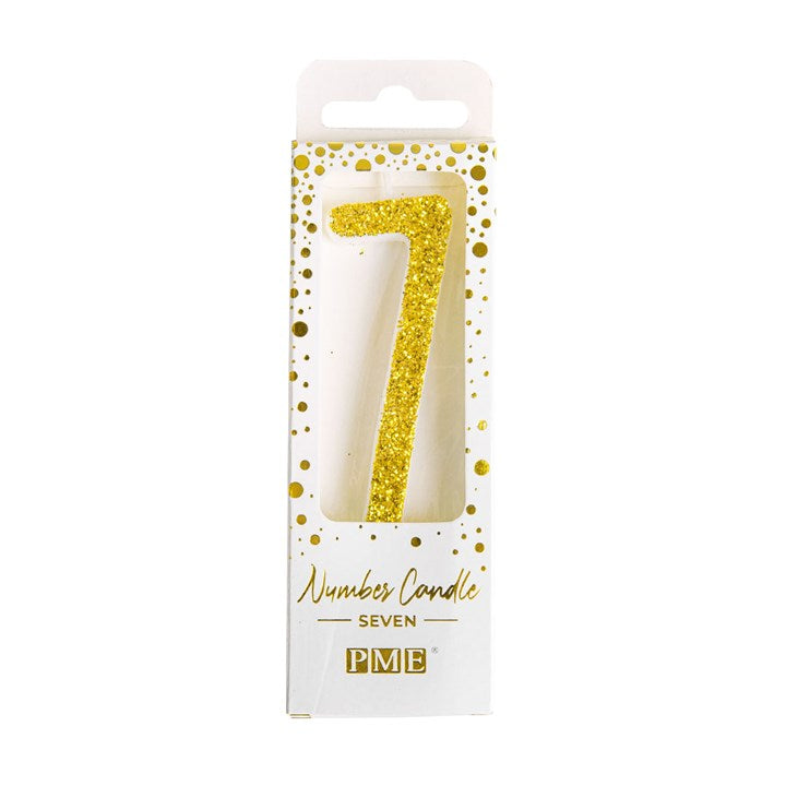 Cake Candle Number 7 - Gold Glitter
