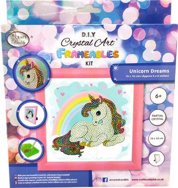 Crystal Art Frameables Kit with Picture Frame - Unicorn Rainbow