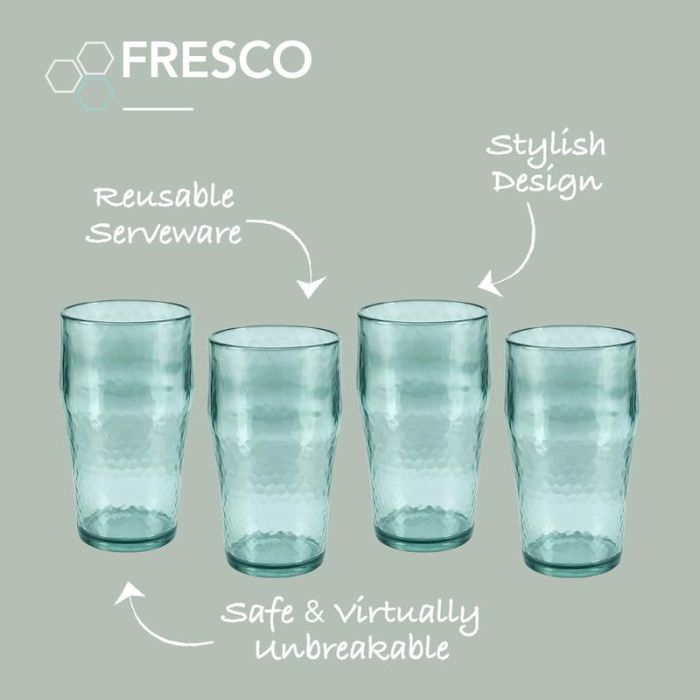 Fresco Reusable Plastic Beer Glass Set of 4