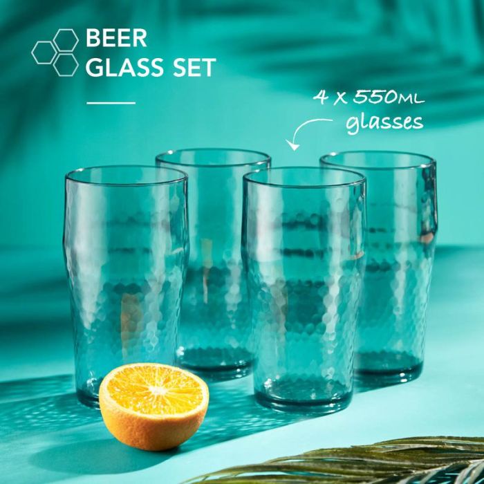 Fresco Reusable Plastic Beer Glass Set of 4