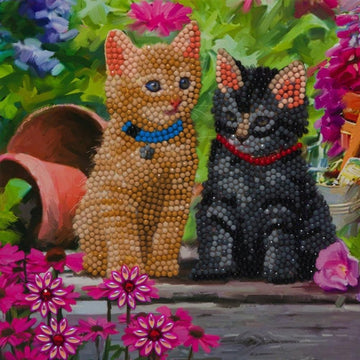 Crystal Art Card 18cm x 18cm - Cat Friends