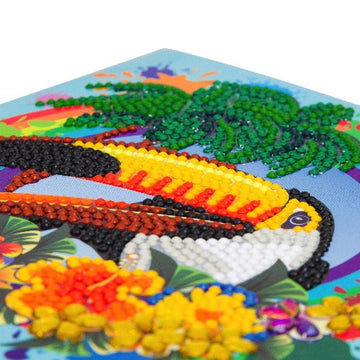 Crystal Art Card 18cm x 18cm - Rainbow Toucan