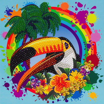 Crystal Art Card 18cm x 18cm - Rainbow Toucan