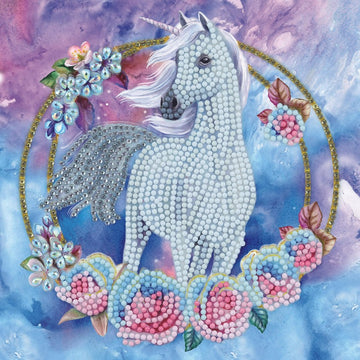 Crystal Art Card 18cm x 18cm - Unicorn Garland