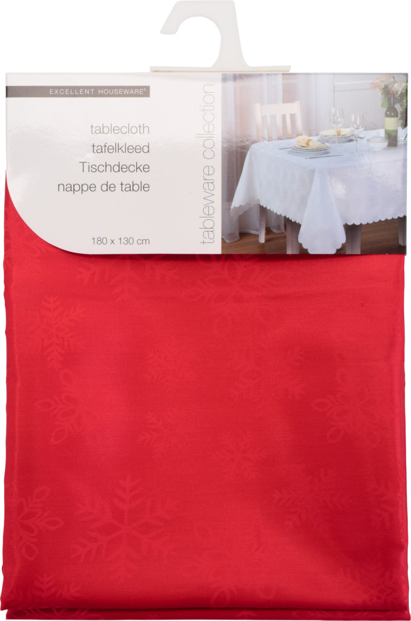 Red Snowflake Christmas Tablecloth 180x130cm