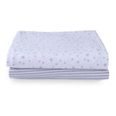Clair de Lune Fitted Cot Bed Sheets 2pk - Stars & Stripes Grey
