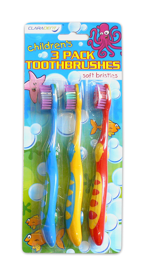 Claradent Childrens Toothbrushes 3pk