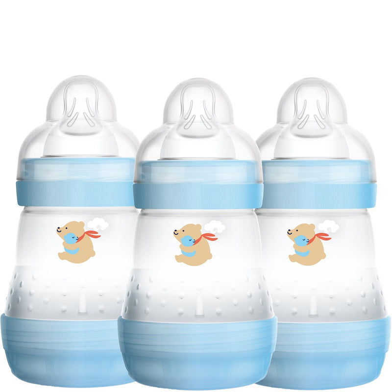 MAM Easy Start Anti-Colic Newborn Self Sterilising Bottle 160ml 3pk - Blue