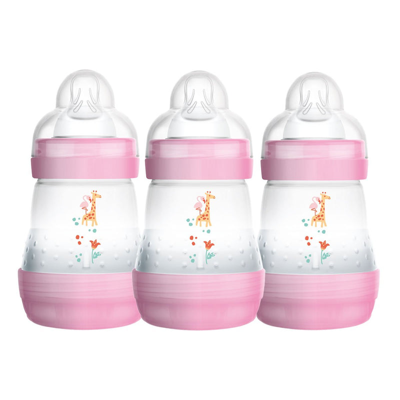 MAM Easy Start Anti-Colic Newborn Self Sterilising Bottle 160ml 3pk - Pink