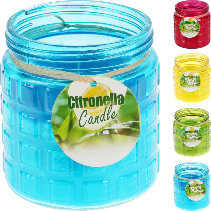 Citronella Candle in Coloured Glass Jar - Assorted
