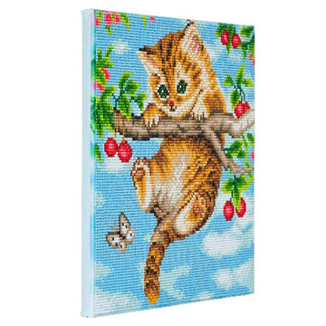 Crystal Art Kit 30cm x 30cm - Cherry Kitten