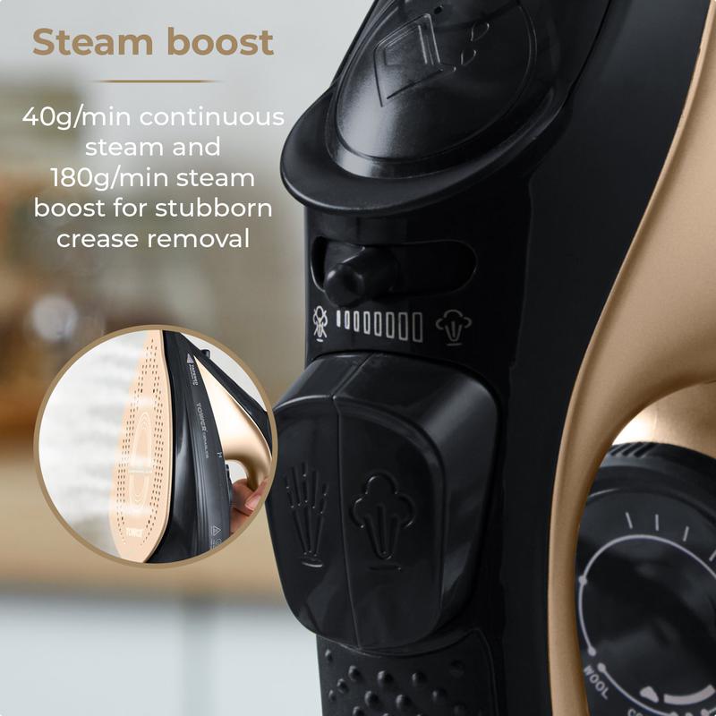 Tower CeraGlide 2400W Cordless Steam Iron - Black/Gold