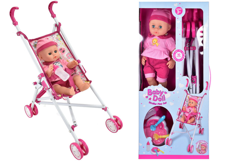 Baby Doll & Stroller Playset