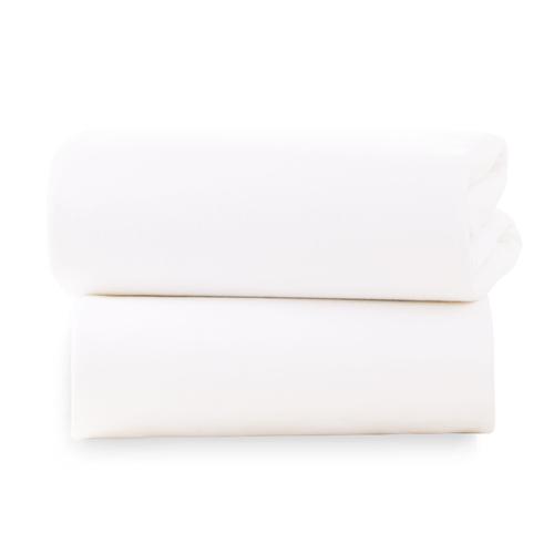 Clair de Lune Fitted Moses Basket Sheets 2pk - White