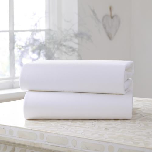 Clair de Lune Fitted Cot Bed Sheets 2pk - White