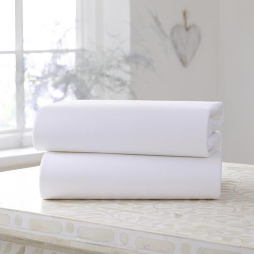 Clair de Lune Fitted Pram Sheets 2pk - White
