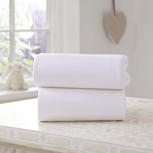 Clair de Lune Fitted Moses Basket Sheets 2pk - White