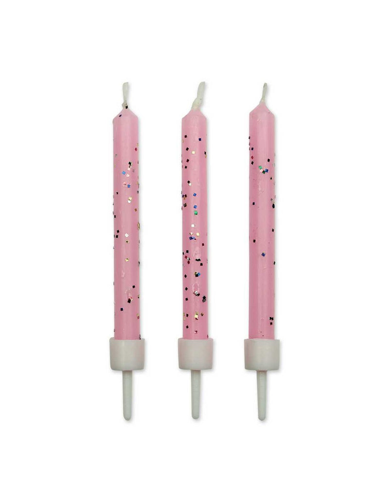 Pink Glitter Candles 10pk