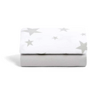Snüz Crib Fitted Sheets 2pk - Grey Stars