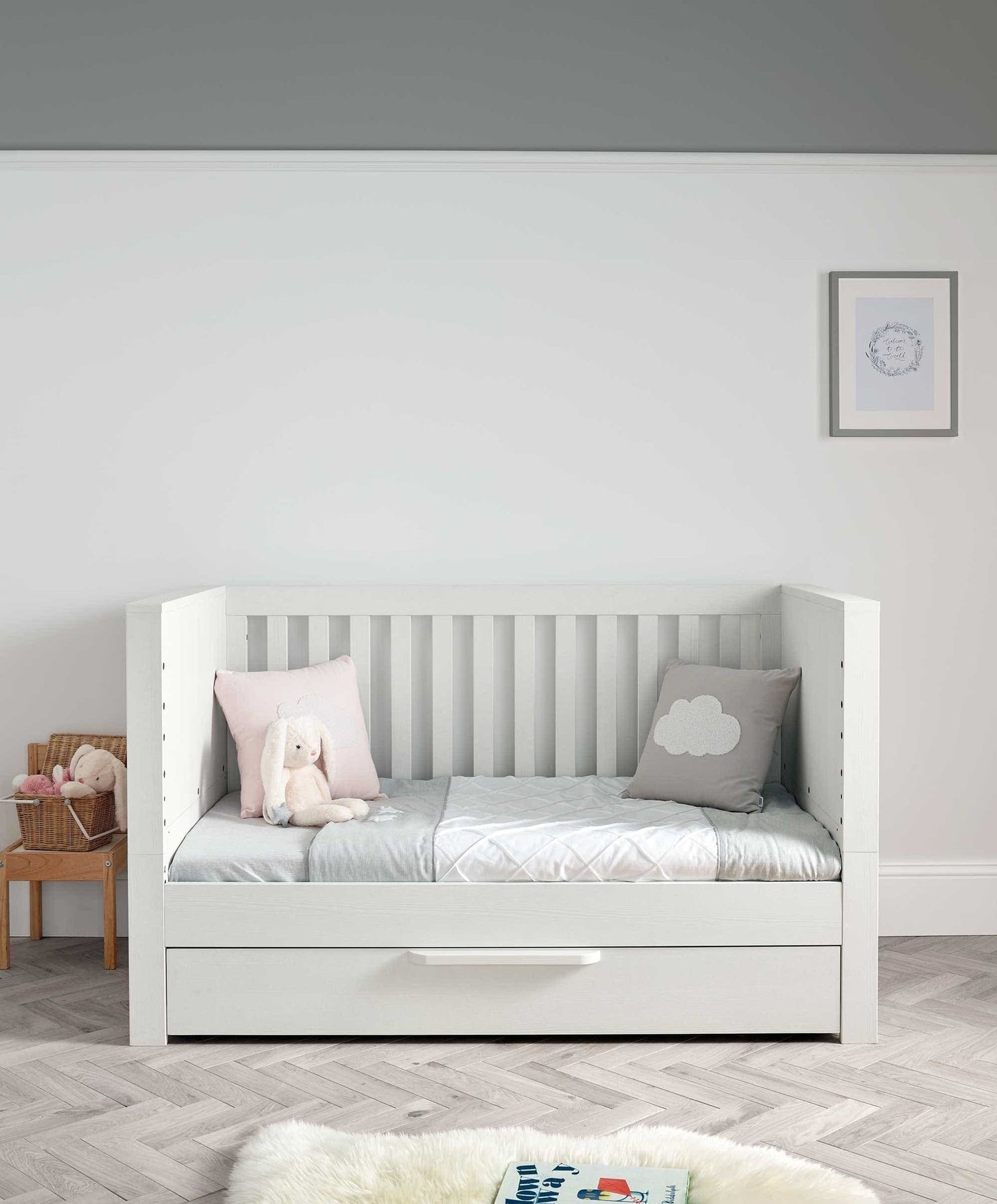 Mamas & Papas Franklin Cot Bed White Wash JAC Stores IOM
